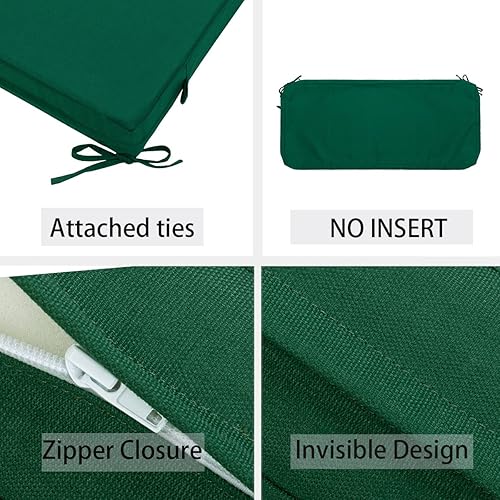 Miniatura 4 de Funda de cojín de banco para exteriores, 48 x 18 x 3 pulgadas, fundas de cojín impermeables con cremallera y lazos, funda de repuesto para patio,