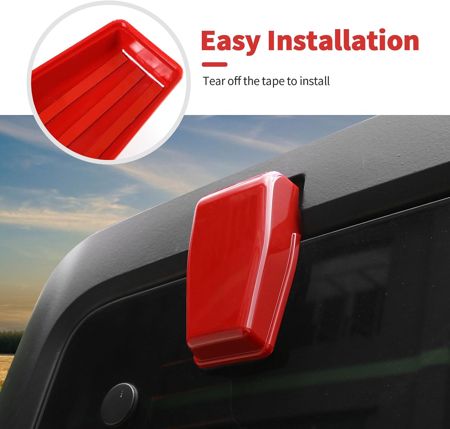 Rear Tail Window Hinge Decorative Cover Trim Compatible with 2007-2018 Jeep Wrangler JK JKU Exterior Accessories (Red)