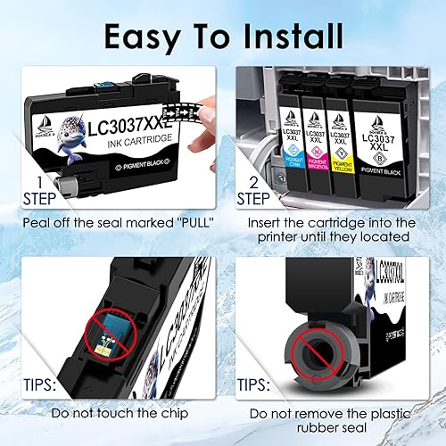 Miniatura 5 de DOUBLE D Cartucho de tinta compatible con pigmento de repuesto para Brother LC3037 XXL LC3037XXL LC3037BK para MFC-J5845DW MFC-J5845DW MFC-J5945DW