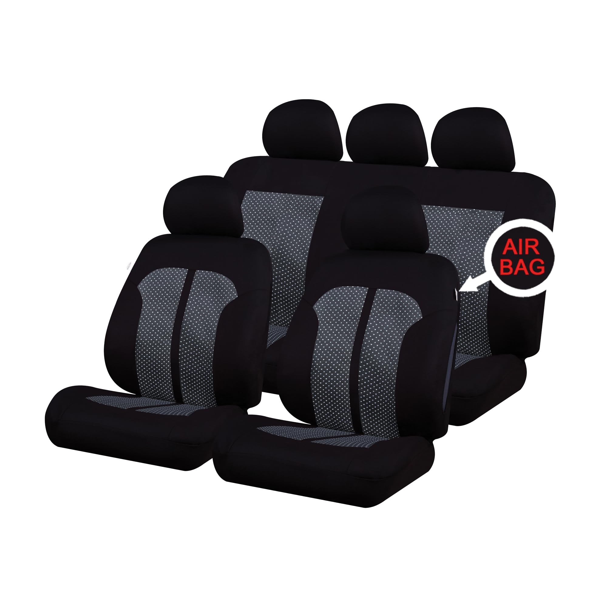Universal Car Knightsbridge Black Seat Covers Washable Airbag Safe 8 Piece Set