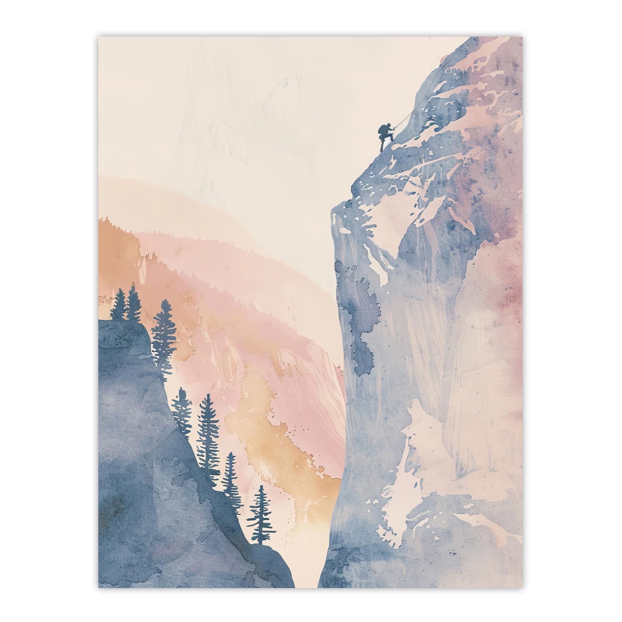 Artery8 El Capitan Yosemite Rock Climber Soft Watercolour Living Room Unframed Wall Art Print Poster Home Decor Premium