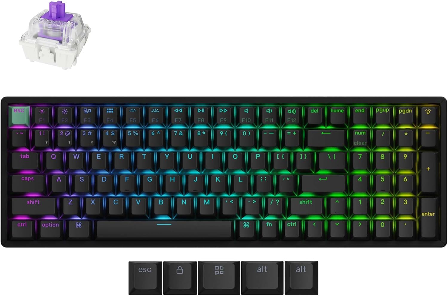 Keychron K4 HE QMK Wireless Gaming Custom Mechanical Keyboard, 2.4 GHz/Bluetooth/Wired 96% Layout Hot-Swappable Programmable RGB Backlit Gateron Magnetic Switches for Mac Windows, Wood Frame-White