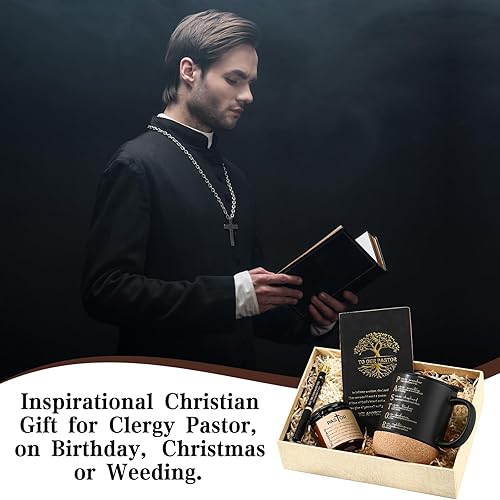Miniatura 6 de Hushee 4 piezas de regalos de agradecimiento para pastores para hombres, incluye tazas únicas de pastor A6, velas perfumadas y bolígrafos para el