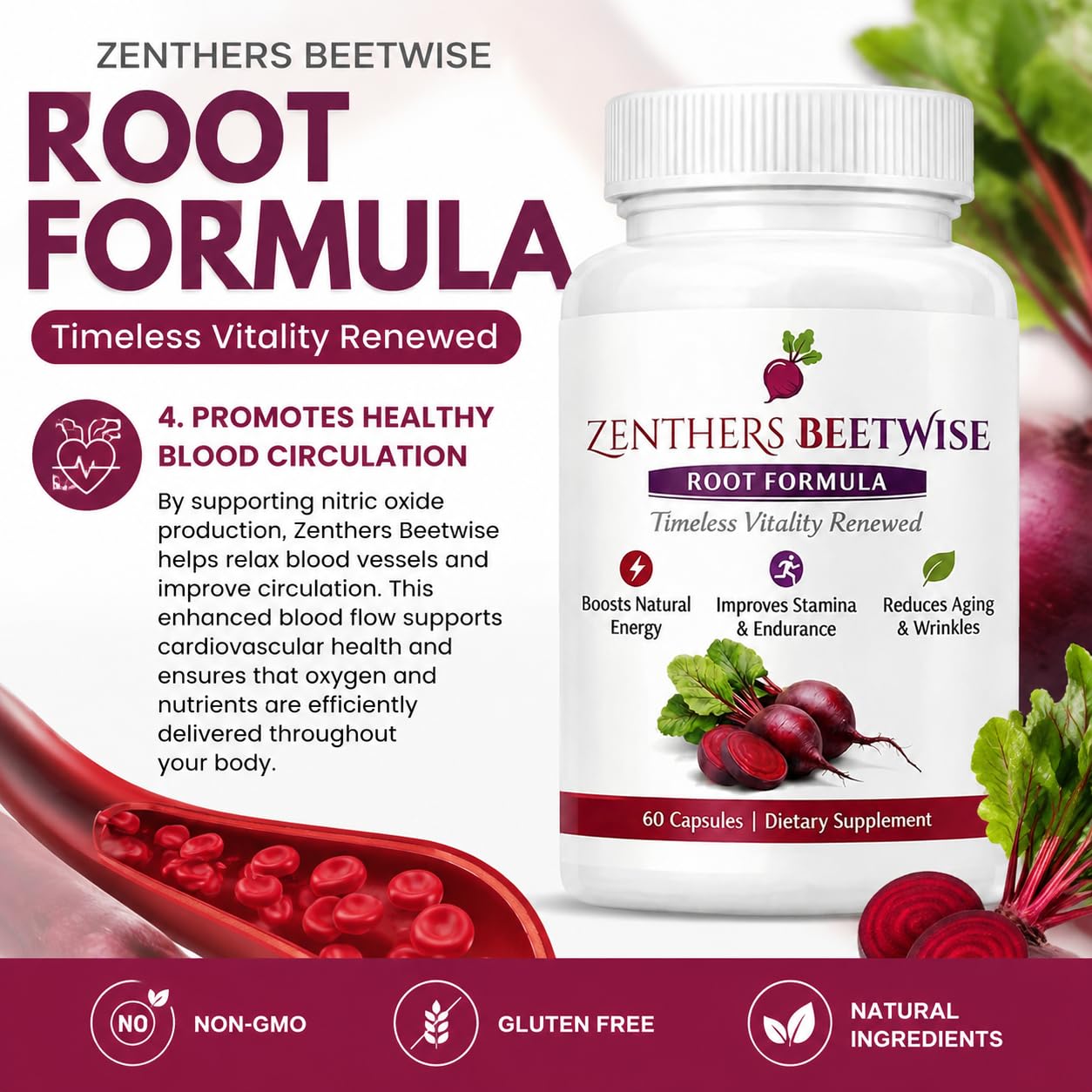 1PcsZenthers Beetwise Cold Pressed 400mg, Beetwise by Zenthers, Concentrated Beetroot, Natural Beetroot Supplement Formula,Vegan, 60 Capsules — Amazon image 9