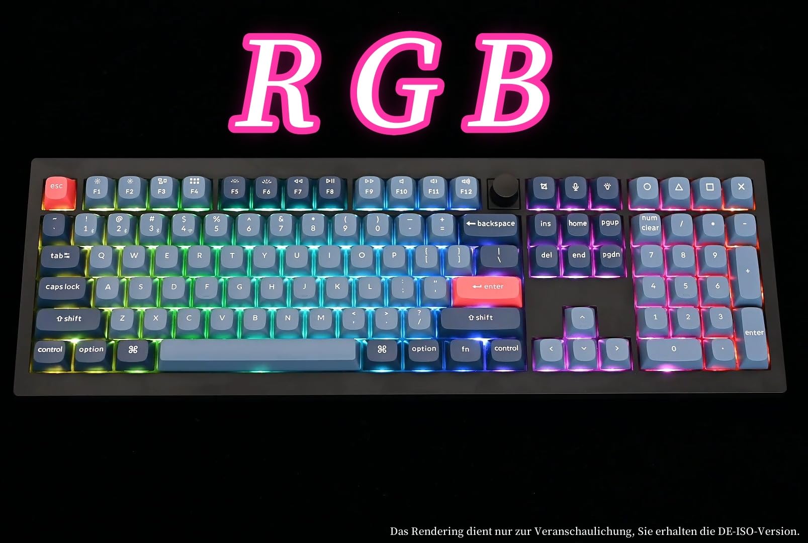 Keychron V6 Max Kabellose QMK Custom Mechanische Tastatur, 2.4 GHz/Bluetooth Full-Size DE-ISO Layout RGB Hot-Swappable Gateron Brauner Switch Kompatibel mit Mac Windows Linux