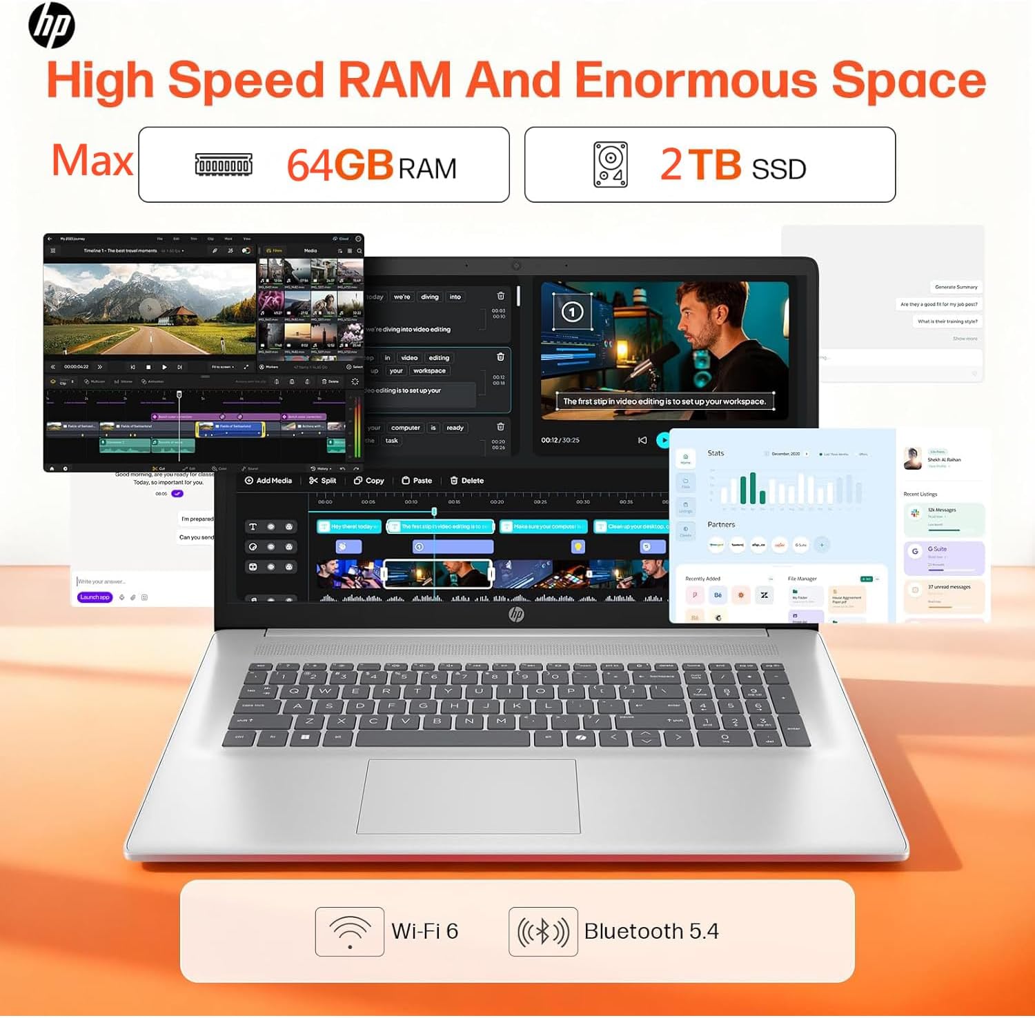 HP 17 Inch Laptop 2026 Edition, Intel 13th i3 CPU (8 Cores), 8GB RAM, 256GB SSD, 17.3" HD+ IPS, Wi-Fi 6, USB-C, Windows 11, Large Screen for Home, Office & Study, Long Battery