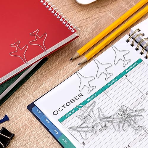 Miniatura 4 de Clips de papel con forma de avión, 10 unidadesjuego de clips de papel de acero inoxidable lindos marcadores divertidos marcado documento organizador