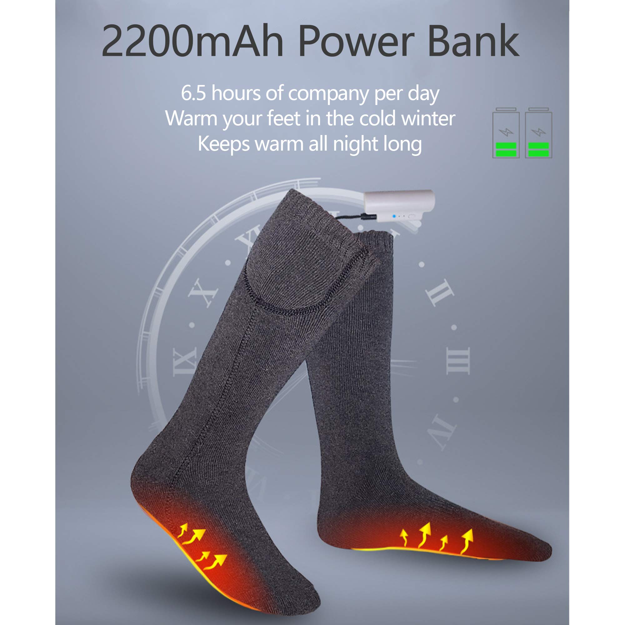 Calze Riscaldanti Elettriche 40/50/60 ℃ Livello 3 Temperatura Calze Calde Invernali USB Universali con Batteria Li-Ricaricabile