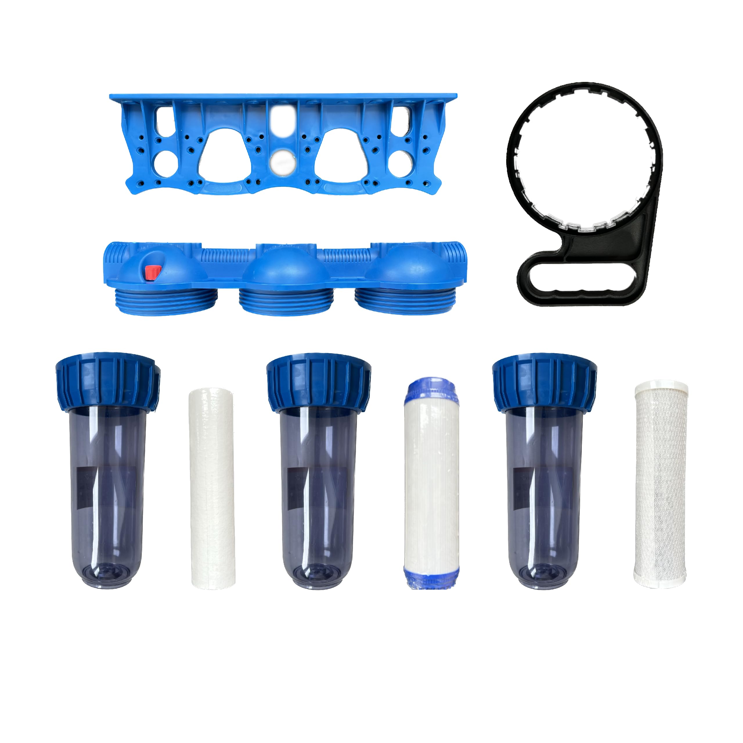 IBO Filtro de agua prefiltro de 3 niveles 1 pulgada 8 bar | 3 cartuchos de filtro de agua | filtro de sedimentos | para agua doméstica | suministro de agua de pozo | caudal 4000 l/h | con ventilación