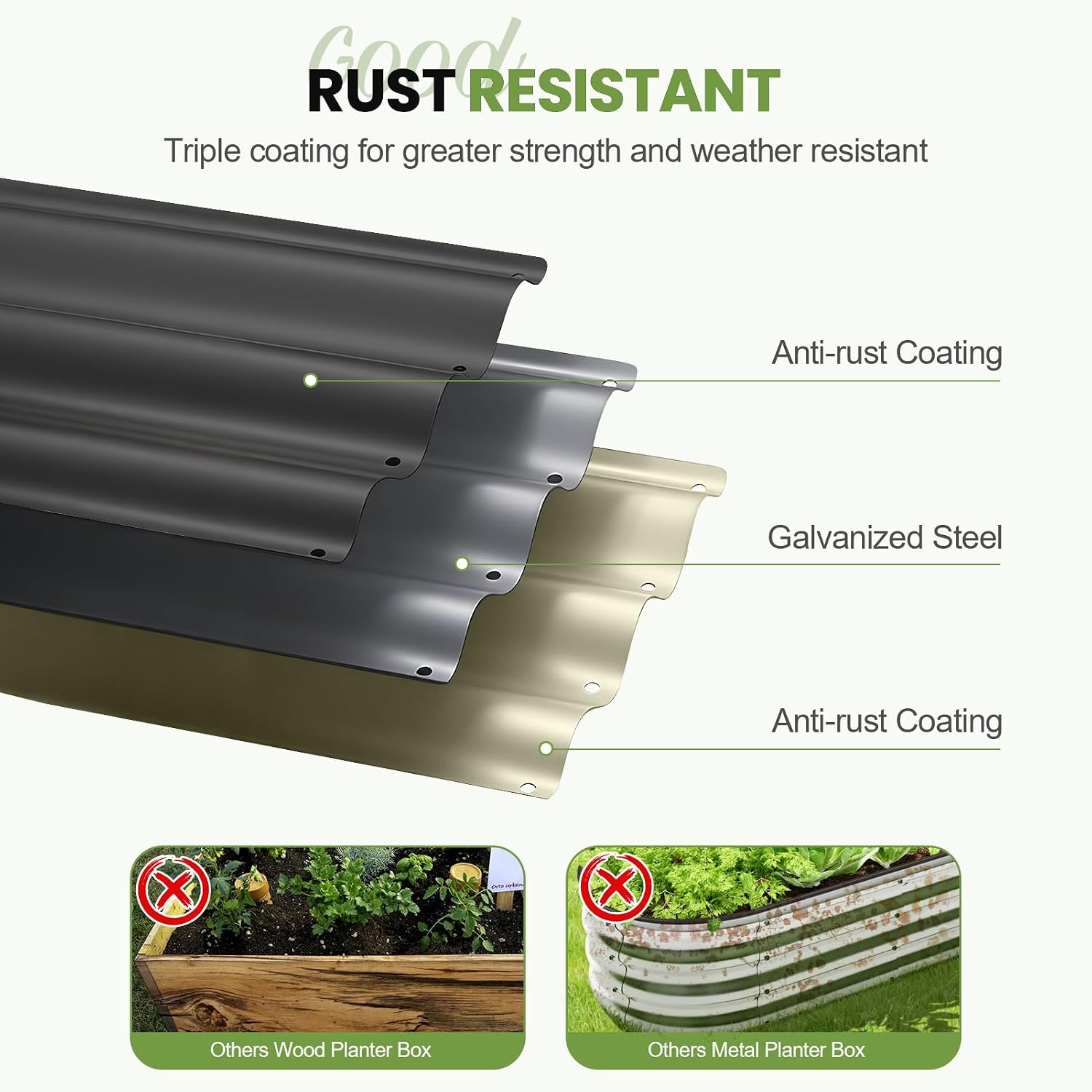 G GOOD GAIN Raised Garden Bed Outdoor, 4-in-1 Modular Metal Planter, Grey