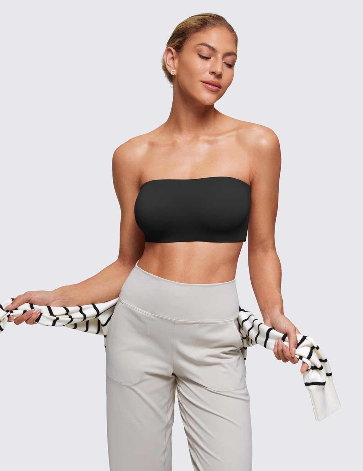 CRZ YOGA Softhold Double Lined Strapless Bralette - Stretchy Smooth Womens Tube Tops Bandeau Wireless T-Shirt Everyday Bra - Image 3