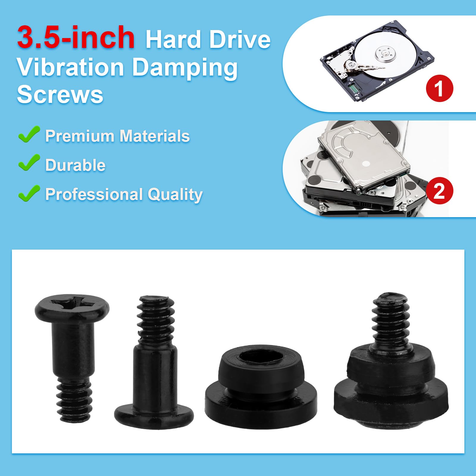 Disco Rigido Montaggio Viti Kit, 20 Pezzi 6#-32 Hard Drive Viti & 20 Pezzi Assorbimento Urto Gomma Rondelle per 8,89cm HDD SSD Riparazione Computer Parti e Accessori