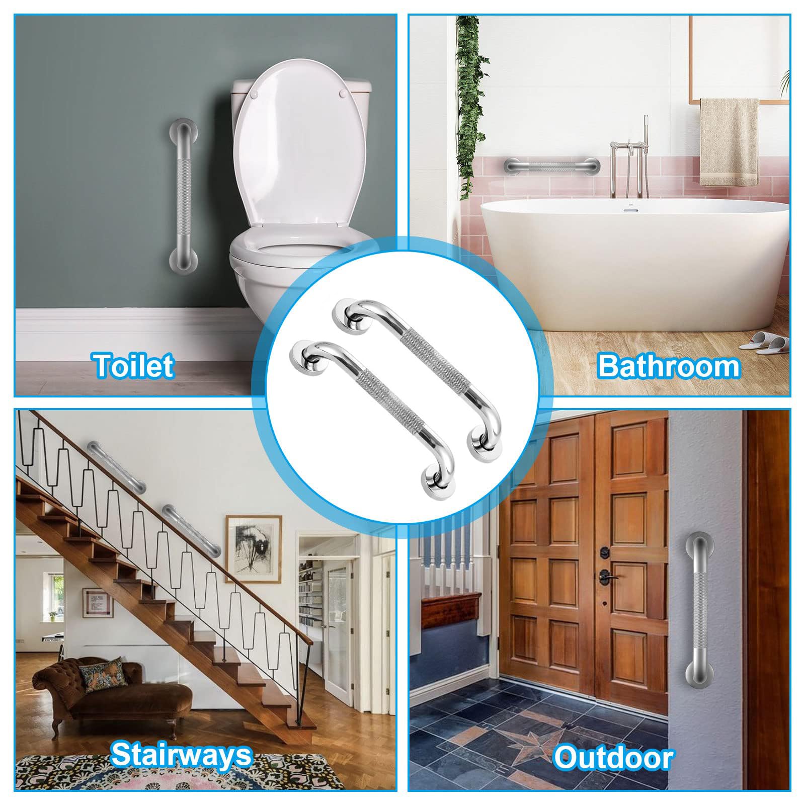 2 Piezas Asa De Seguridad para Baño, Barra De Agarre para Baño De Discapacitado, Asidero Ducha Acero Inoxidable, para La Pared, Baño, BañEra, Pasamanos De Escalera(Size:60cm)