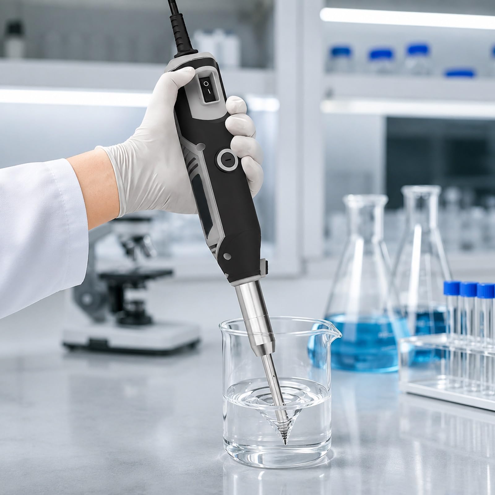 Homogeneizador De Tejidos De Laboratorio De Alta Velocidad, Máquina De Trituración Celular De 0,5 A 250Ml, 6 Velocidades Ajustables (5000-35000RPM), Mezclador Dispersor Y Emulsionador
