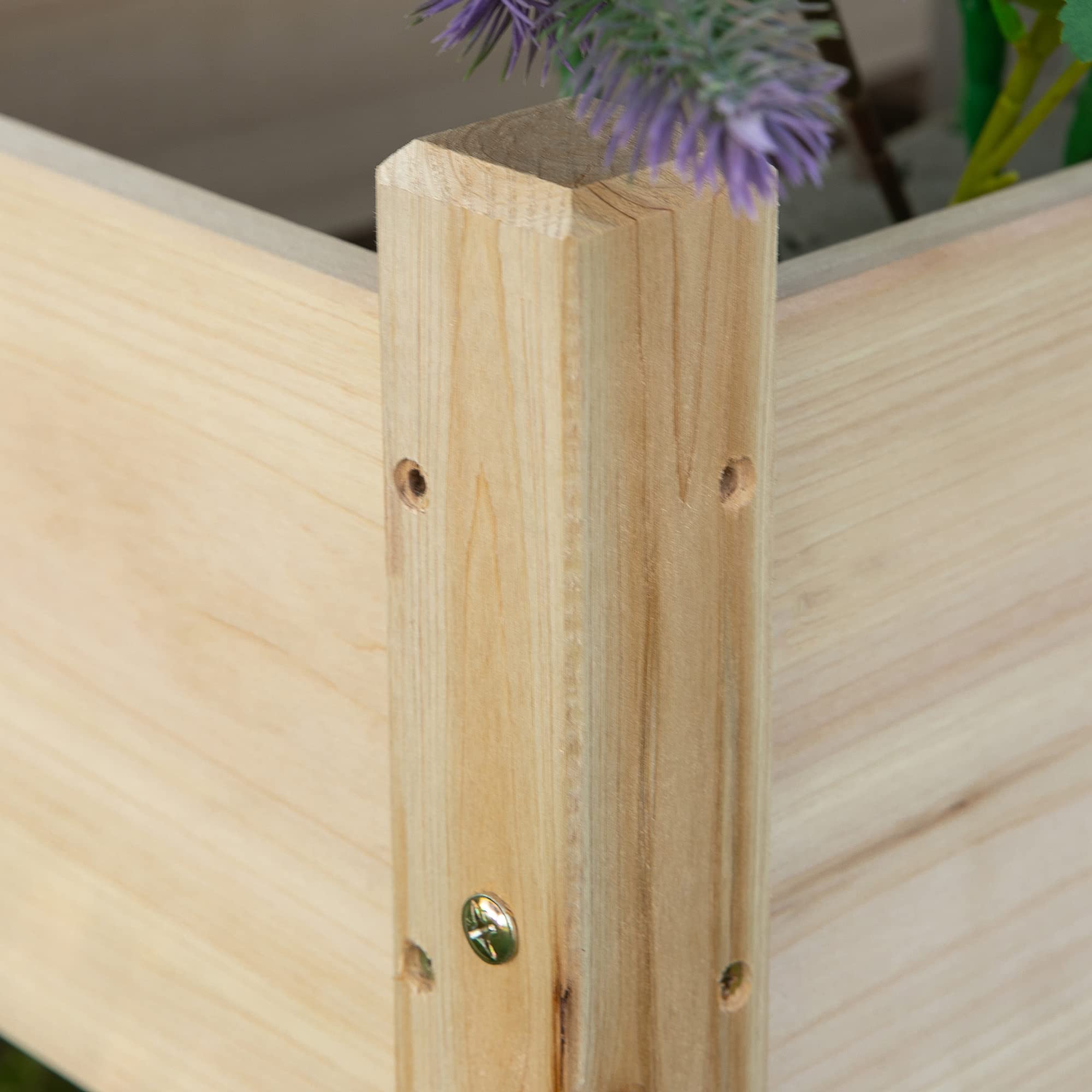 Outsunny Mesa de Cultivo Huerto Urbano Elevado de Madera de 2 Niveles Mesa de Jardinera para Cultivo Plantas Flores Verduras 86x85x72 cm Madera Natural