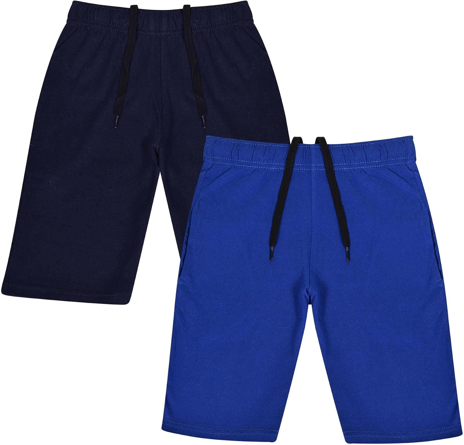 A2Z 4 Kids Boys Shorts 100% Cotton Casual Shorts Knee Length - Shorts S07 Navy/Royal 2 Pack 7-8