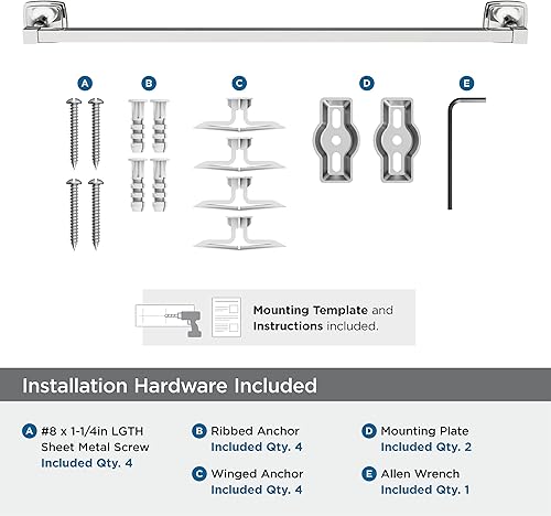 Vista 40 de Amerock Toallero negro mate – 7-9/16 pulgadas (7.559 in) de longitud – Soporte para toallas de baño y cocina Mate negro