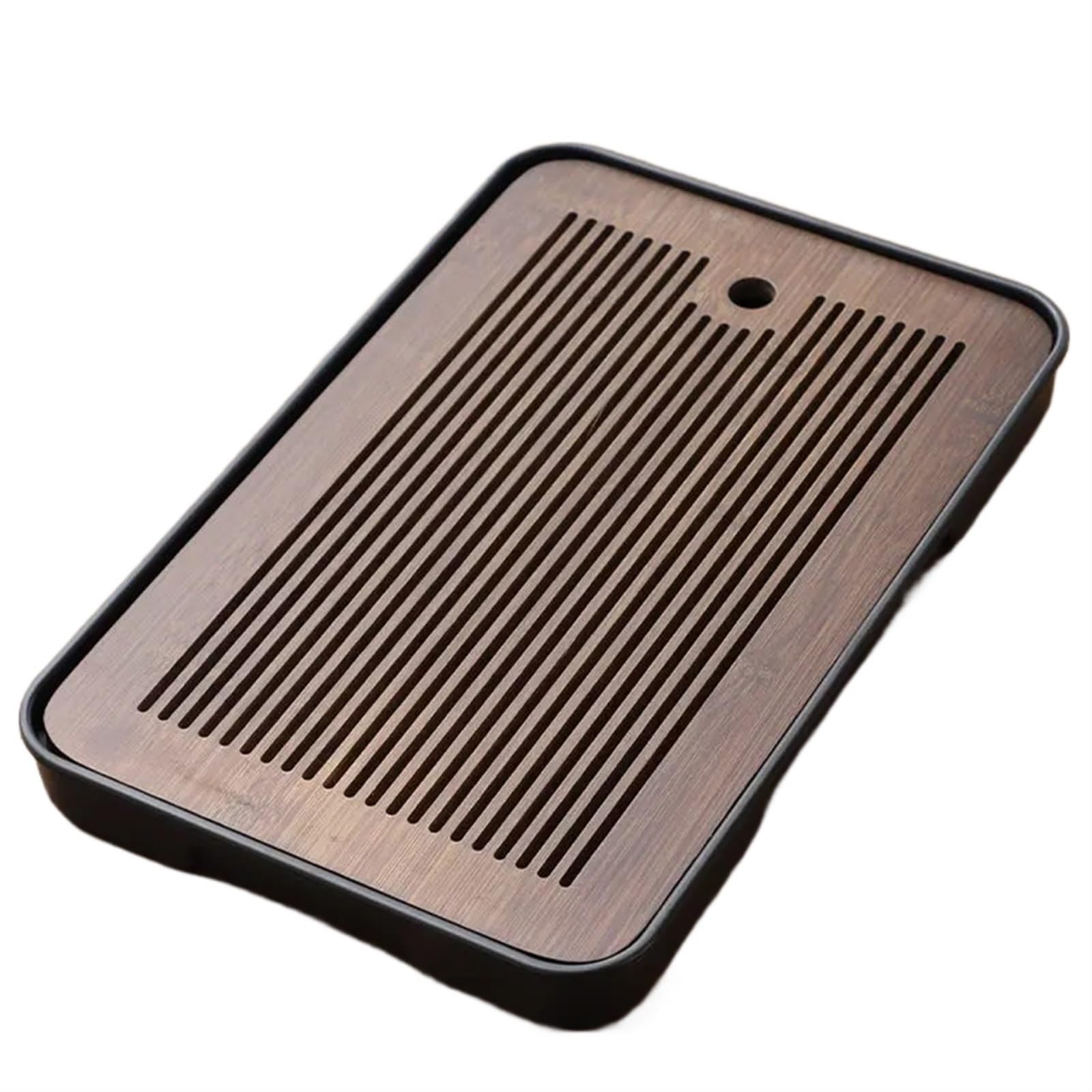 Bandeja Bandeja de Madera for Bandeja de té, Tablero de Juego de té de Drenaje a pequeña Escala, Suministros rectangulares, 3 Estilos, Negro(Brown02)