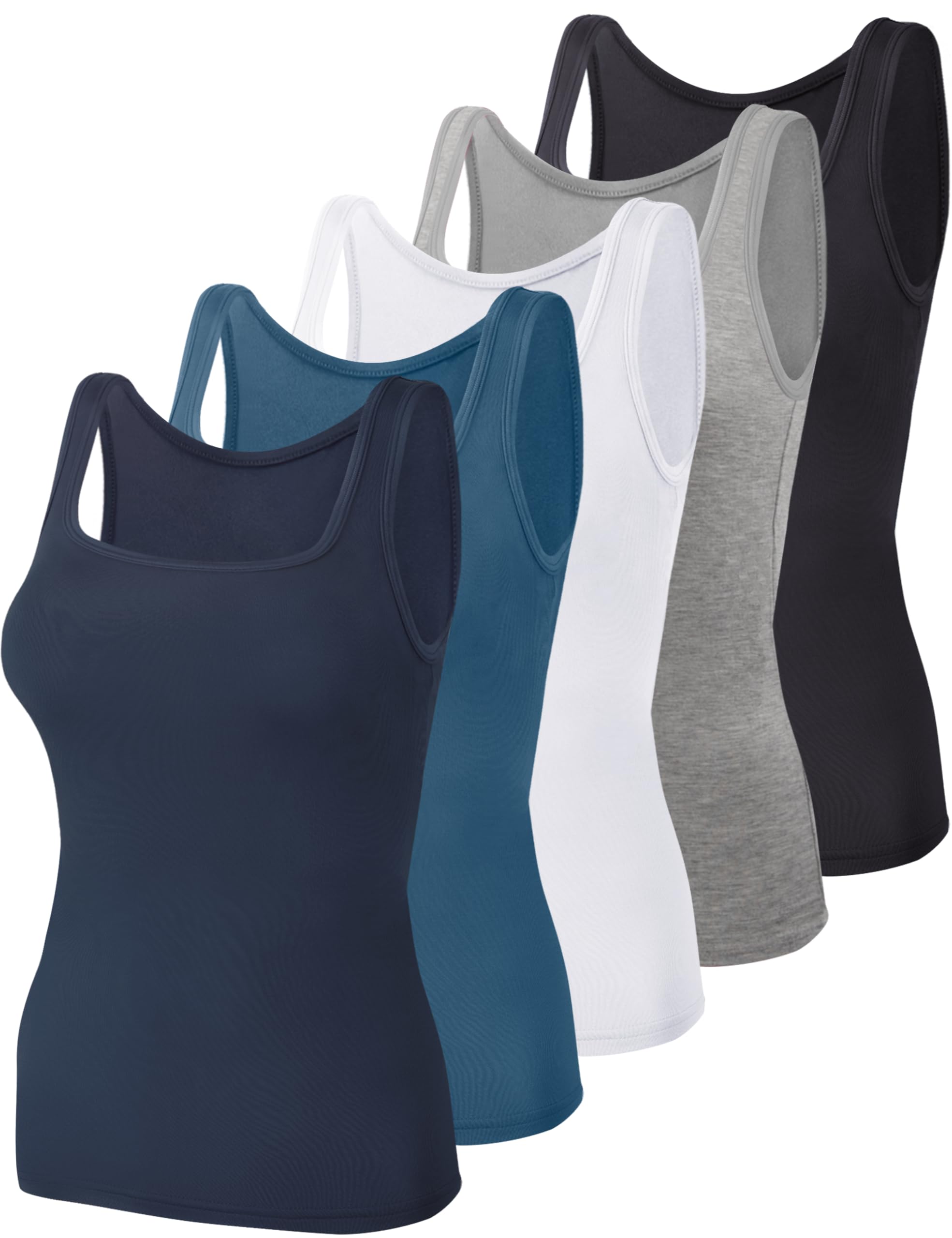 BQTQ 5 Pezzi Canotta Donna Tank Top Canottiera con Collo Quadrato Canotta Senza Maniche Canotta Estiva Sportiva