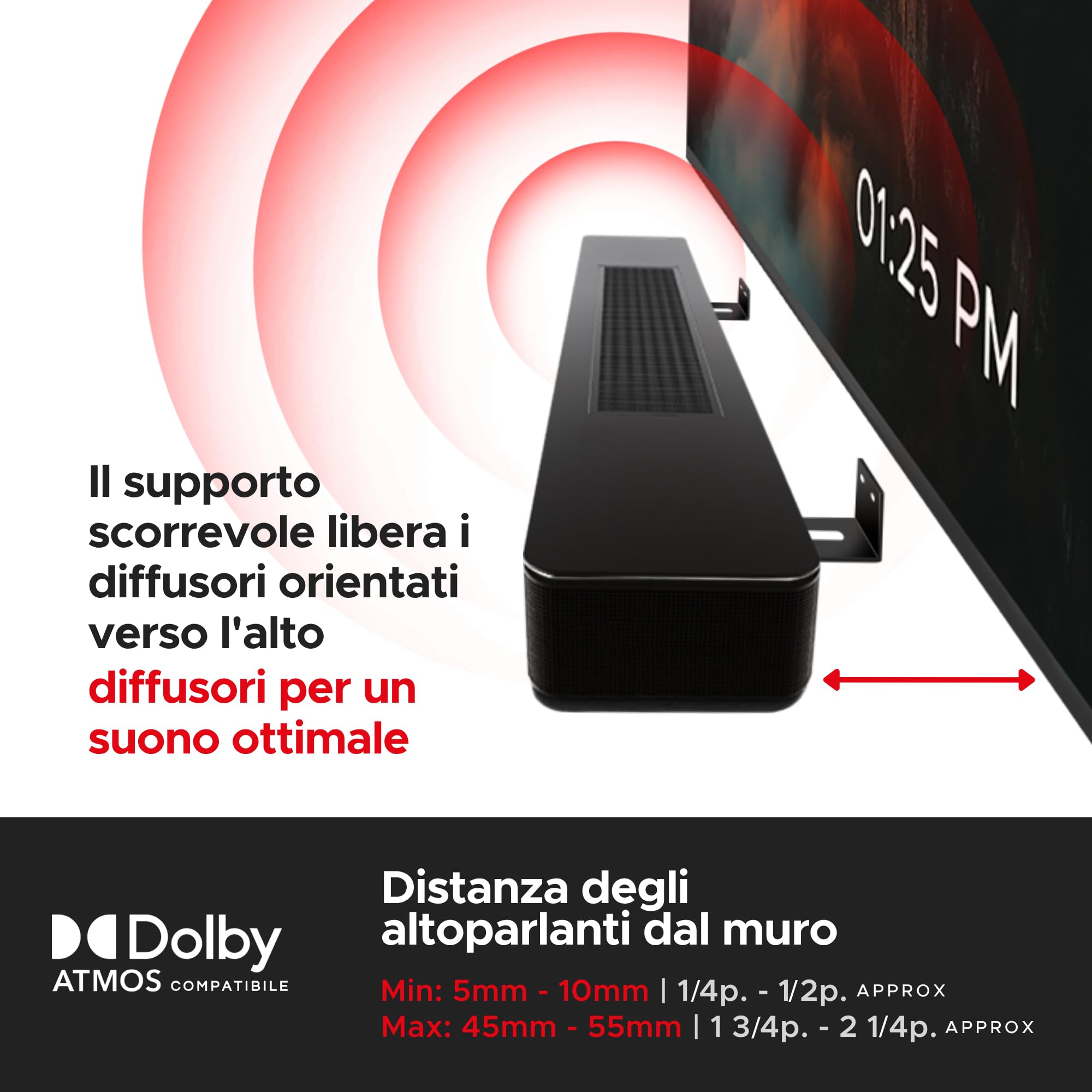 Soundbar Smart 300 500 550 600 700 900 Lifestyle Ultra Supporto da Parete per Bose 300/500/550/600/700/900 Ultra, Smart Sound Bar TV Speaker, Regolabile Supporto per Montaggio Sotto la TV, Nero