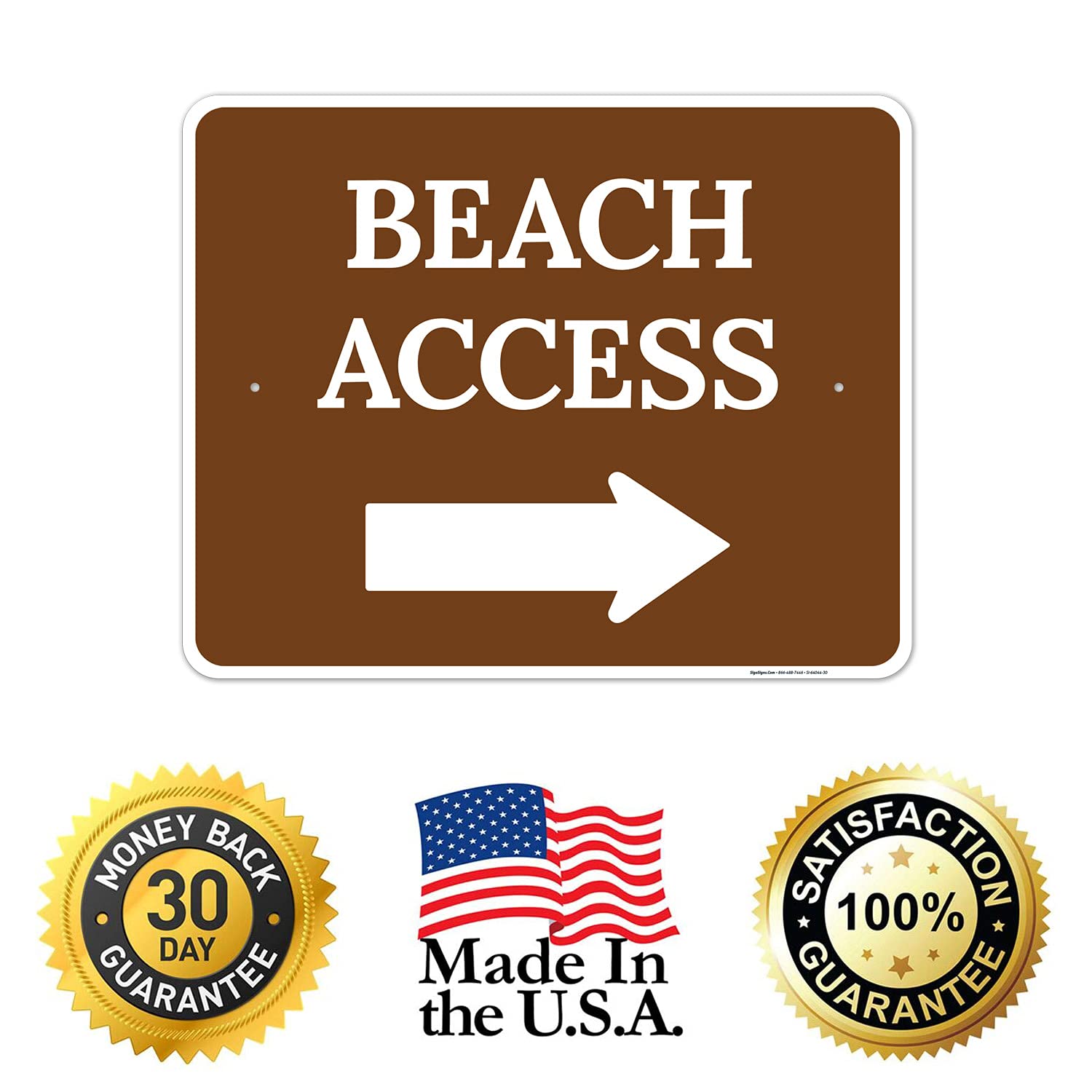 Beach Access with Right Arrow Sign, 24x30 Inches, Rust Free .063 Aluminum, Fade Resistant, Made in USA