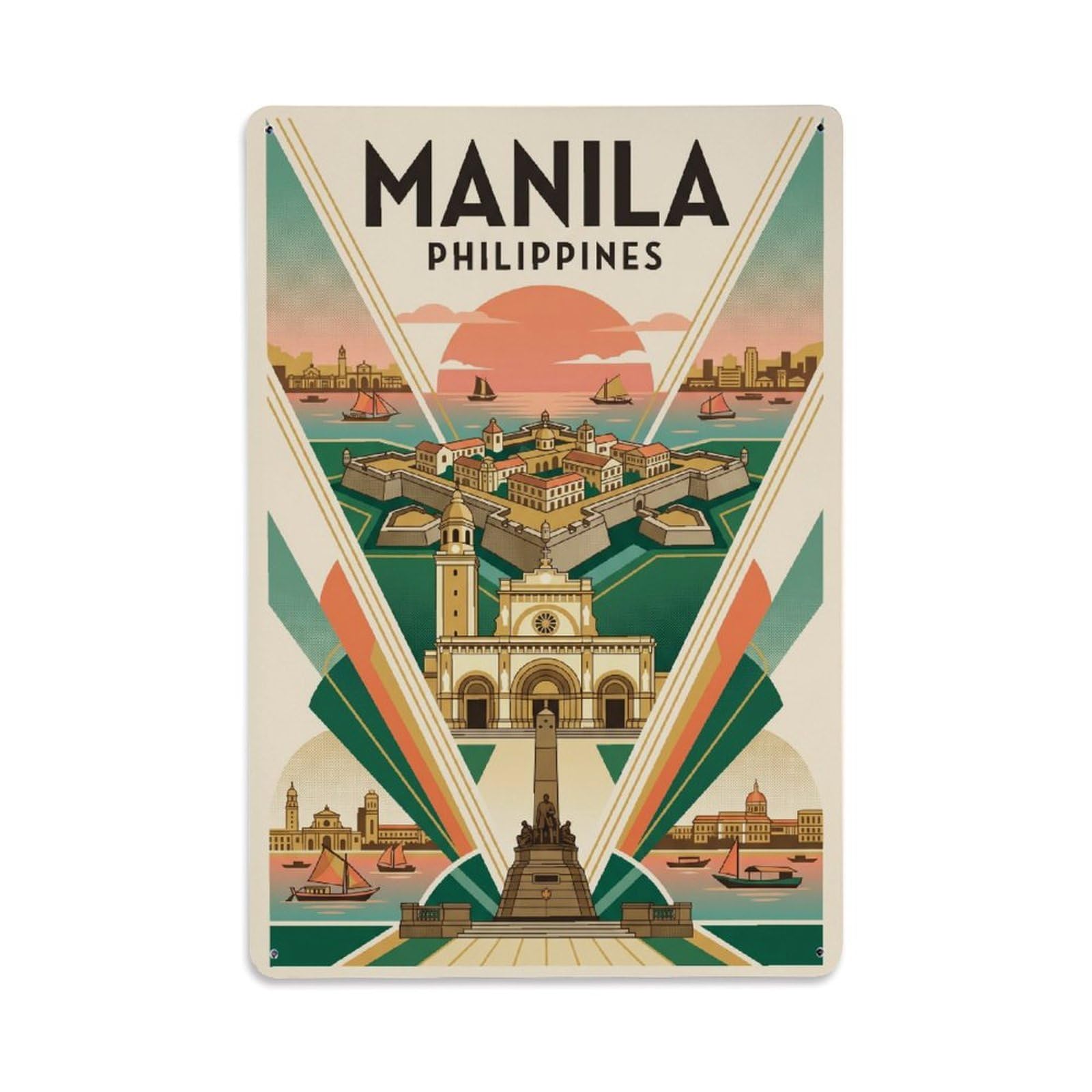 Metal Tin Sign Vintage Travel Philippines Manila