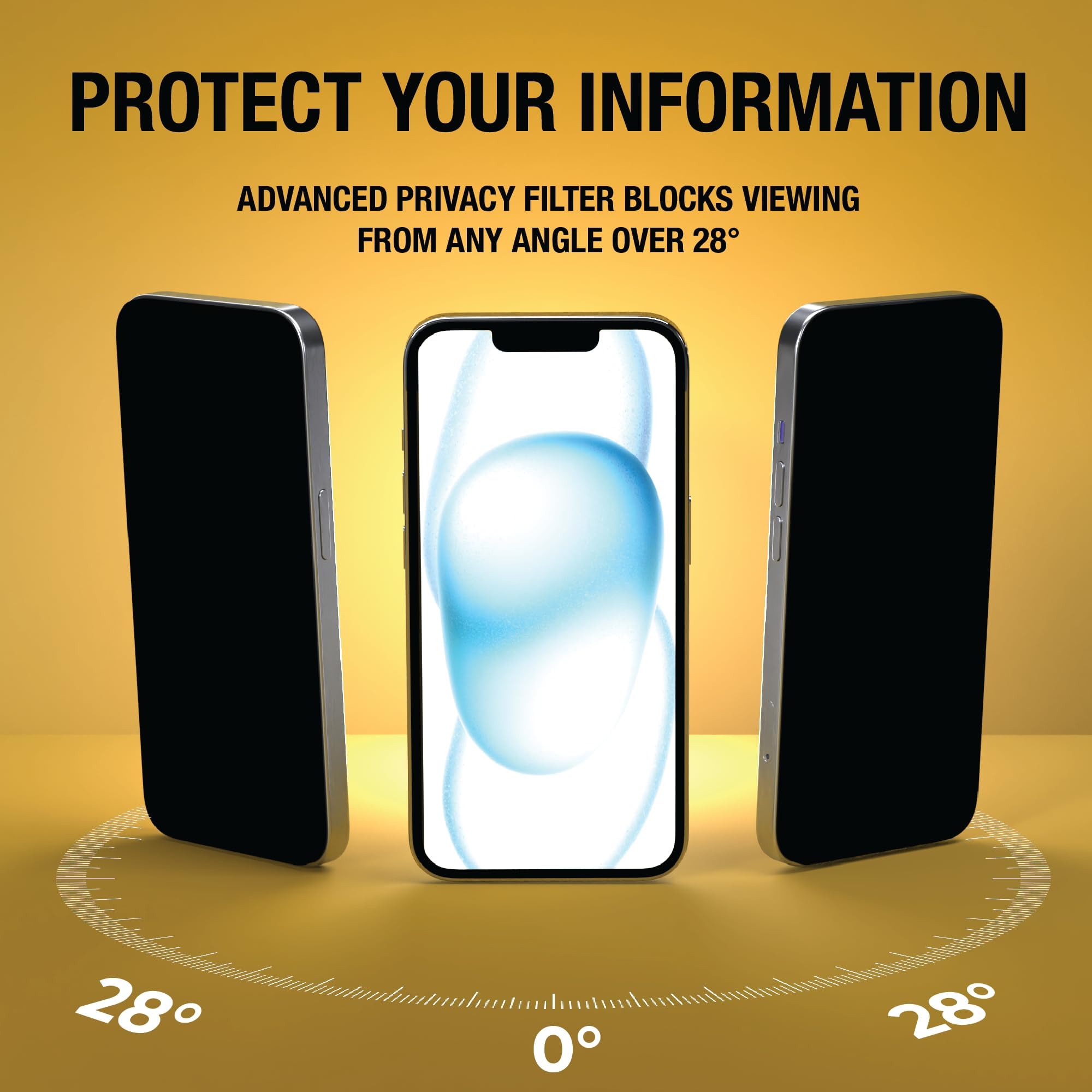DEWALT Strapazierfähige Displayschutzfolie für iPhone 16 Pro, 2 Stück | Sensorschutz, Dynamic Island Kompatibel, Anti-Spy Panzerglas [9H Härte] Case Friendly Hohe Reaktion, HD Qualität