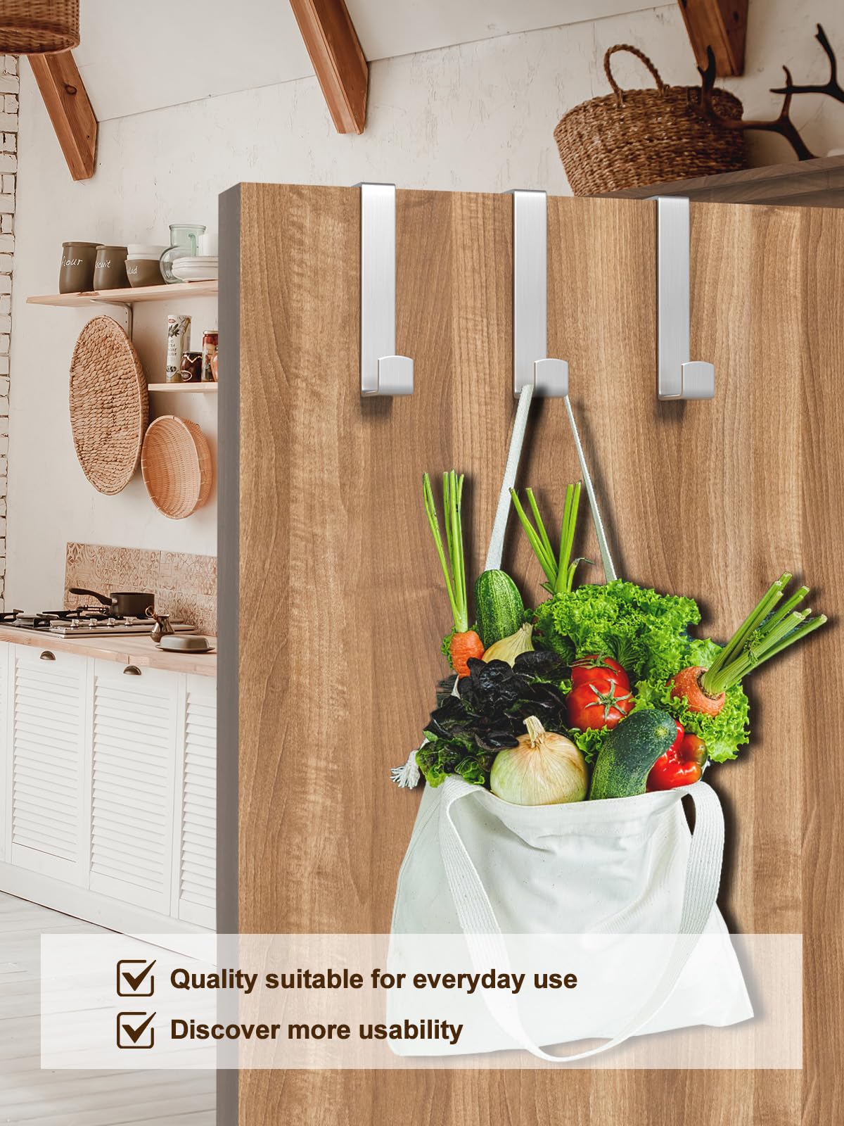 MOSUO Gancio per Porta, 10 Pezzi Porta Asciugamani Acciaio Inossidabile Porta Appendiabiti, Ganci Appendiabiti Per Camera Da Letto, Bagno, Cucina, Armadietto, Argento