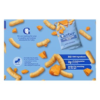 Gerber Crunchies To Go Mild Cheddar Snack, 0.5 Oz, 6 Pack