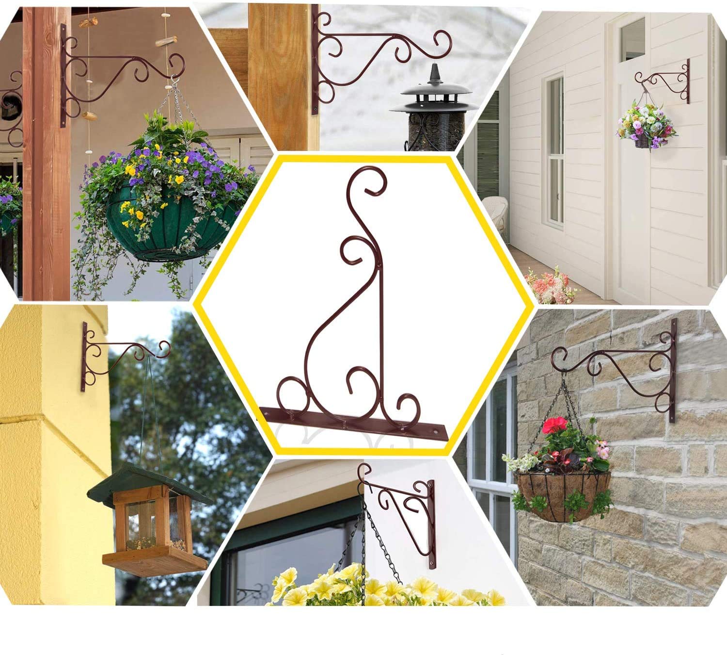 MFS Craft World Hanging Plant Bracket OS Pack of 2 Iron Wall Mount Plant Hanging Hooks Metal Wall Brackets Hangers for Indoor Outdoor Planter Bird Feeder Lanterns Wind Chimes 8 inch-image-40
