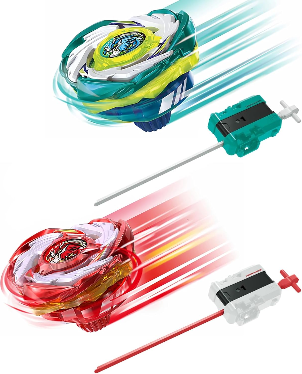 DESAMVAP Bey X CX-07 Starter Pegasus Blast ATR and CX-00 Metal Coat Red with 2 Winder Launchers Combat Battling Game Set, Kids Toys Birthday Gift Ideal for 6+ Years Old Boys