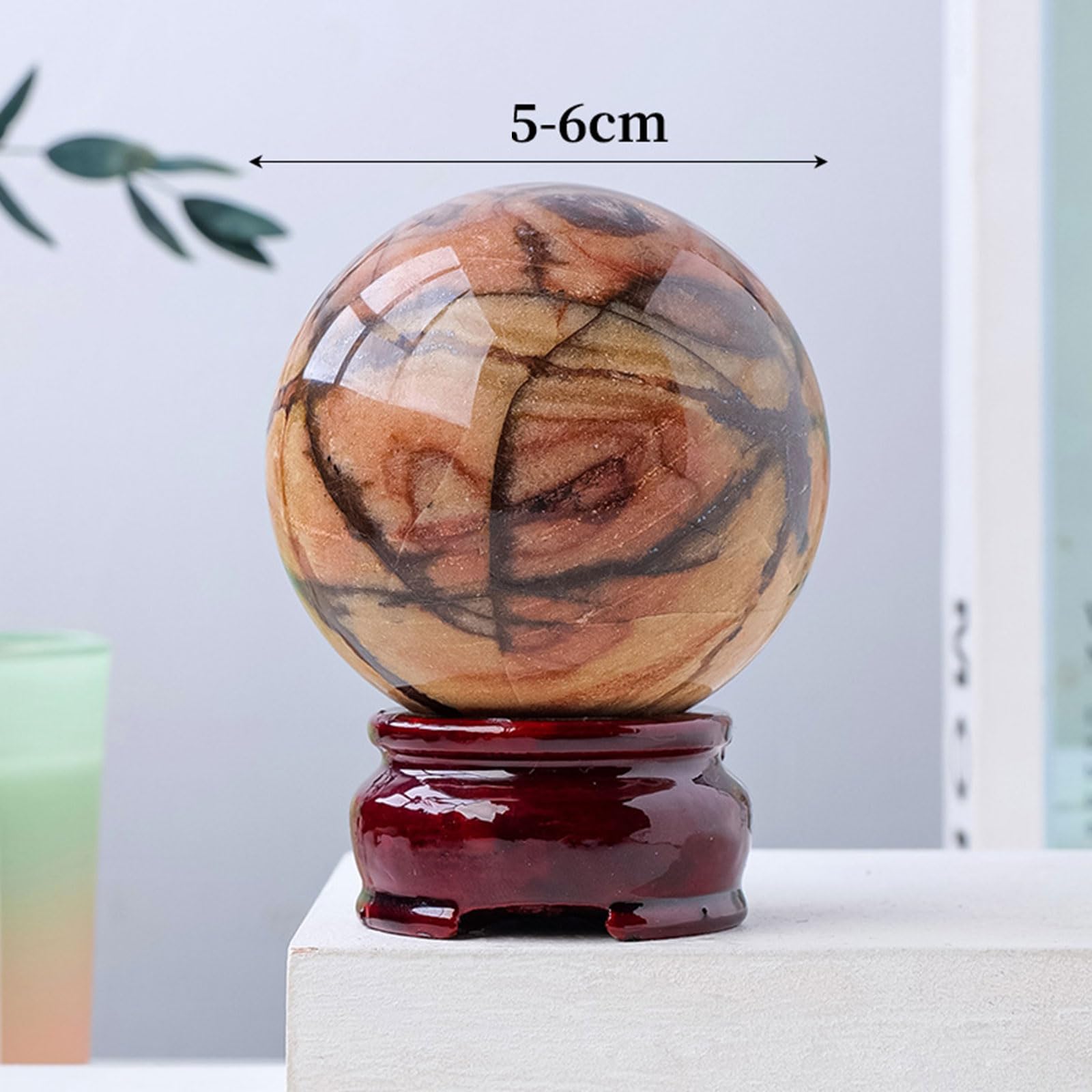 Naturale Sfera di Cristallo con Supporto Sfera Meditazione Divinatoria di Cristallo per Chakra Equilibrio Yoga Casa Ufficio Decorazione Feng Shui,50~55mm