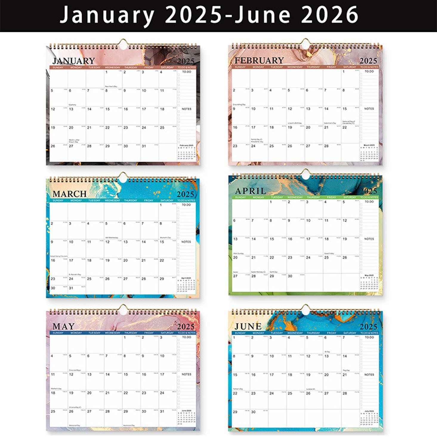 Amazon | 2025-2026 カレンダー, 壁掛けカレンダー 2025年1月から2026