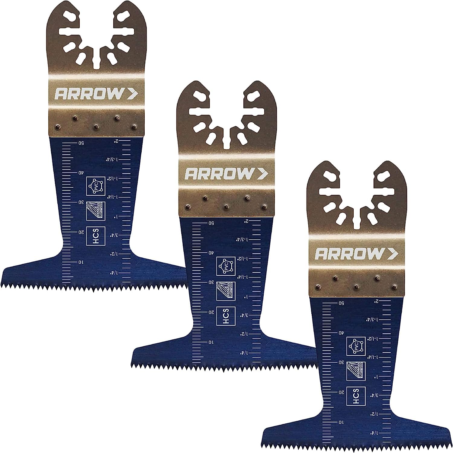 Arrow OSC105-3 Japanese Tooth Tough Curve Wood Oscillating Tool Blade for Hardwood, PVC, Drywall, Universal, Fits Most Multitools, 2-1/2 inch, 3-Pack