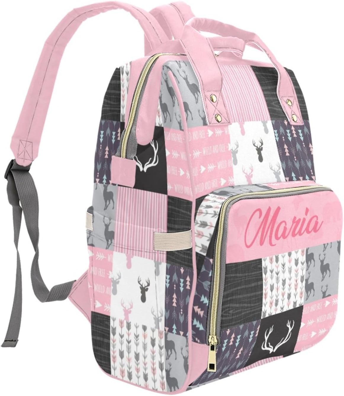 Woodland Deer Personalized Diaper Bag with Custom Name – Custom Baby Tote Backpack for Mom, Unique Gift for New Parents, Baby Shower Essentials