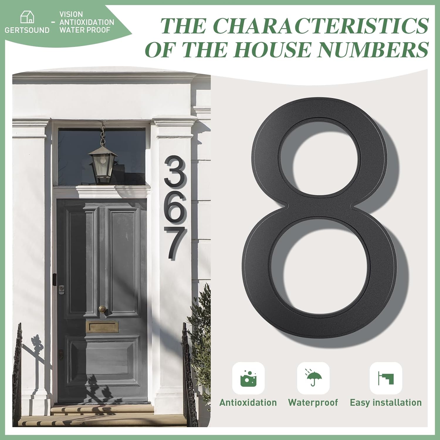 10 Inch Modern House Number for Outside,Floating House Numbers，Large Black Metal House Numbers,House Address Numbers for House