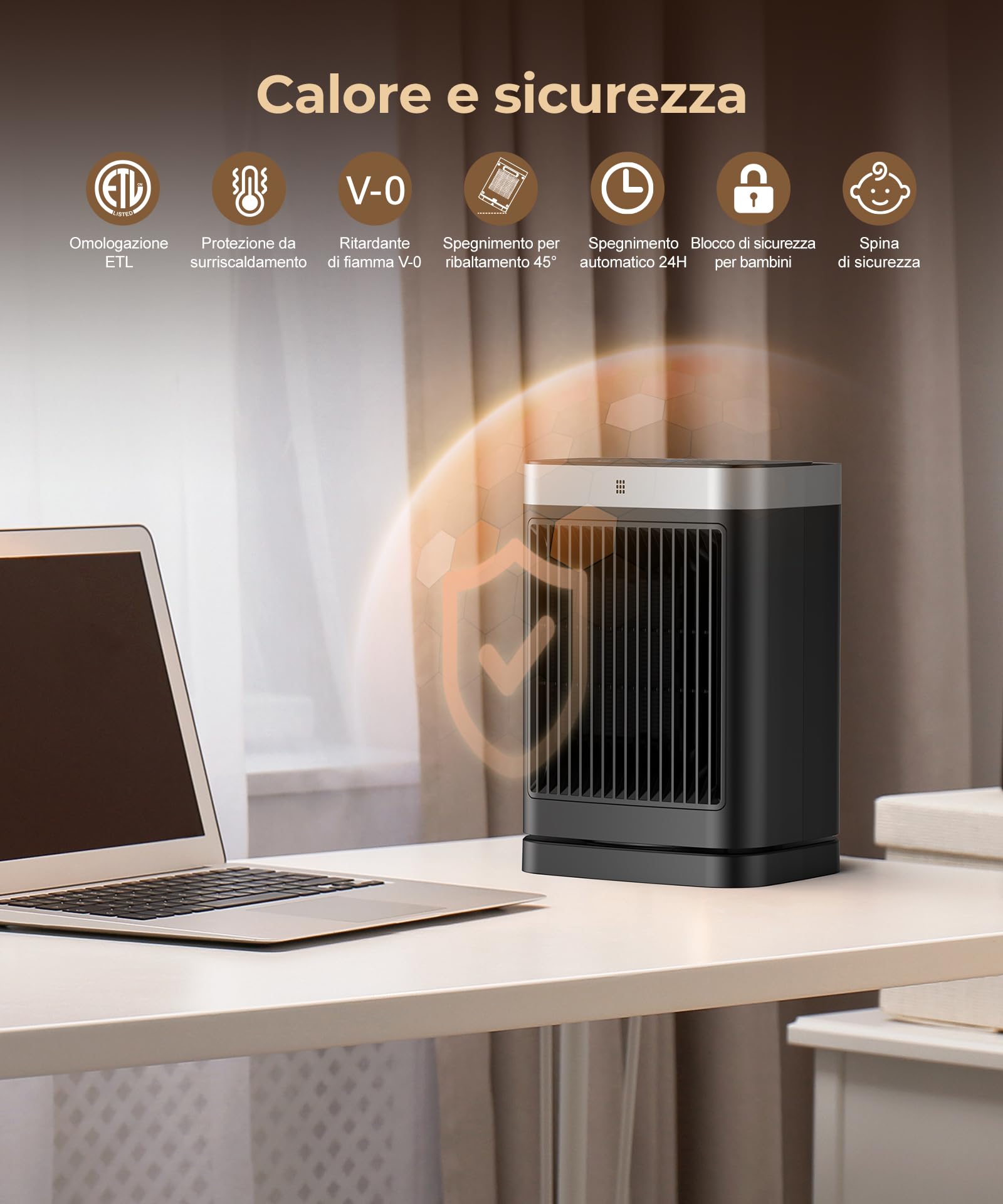 Stufetta Elettrica da Bagno, 2000W Termoventilatore con 3 Modalità, Telecomando, Protezione da Surriscaldamento e Ribaltamento, Timer 12 Ore, 70° Oscillazione, Para Dormitorios, Salones Oficinas