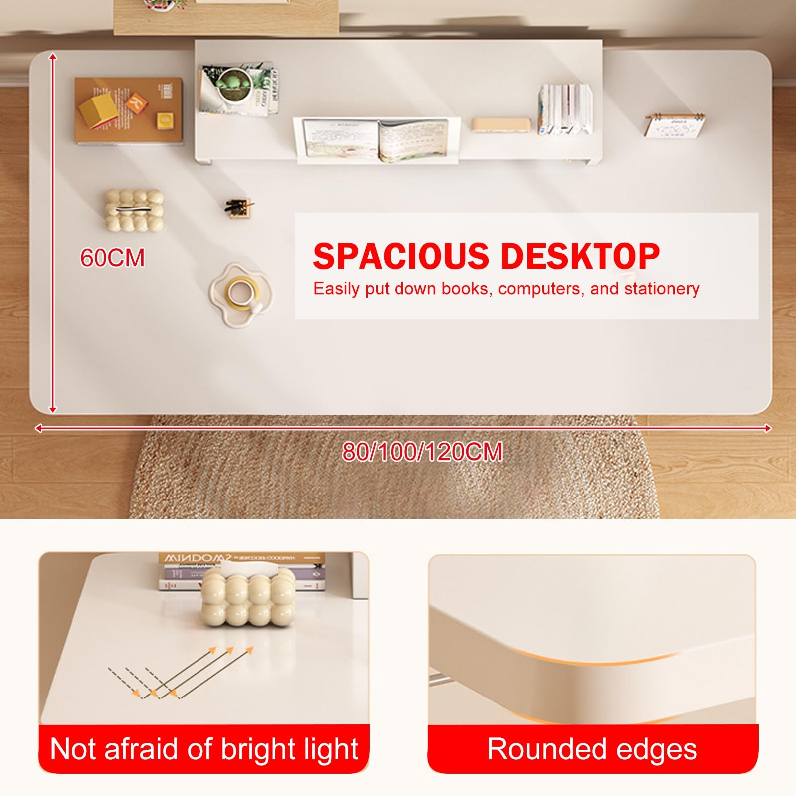 Scrivania Regolabile in Altezza per Ufficio Domestico, scrivania Moderna per Computer con Piano del Tavolo monoblocco e Tavolo per PC per Camera da Let(Un Colore - 80 * 60*(65-90) cm