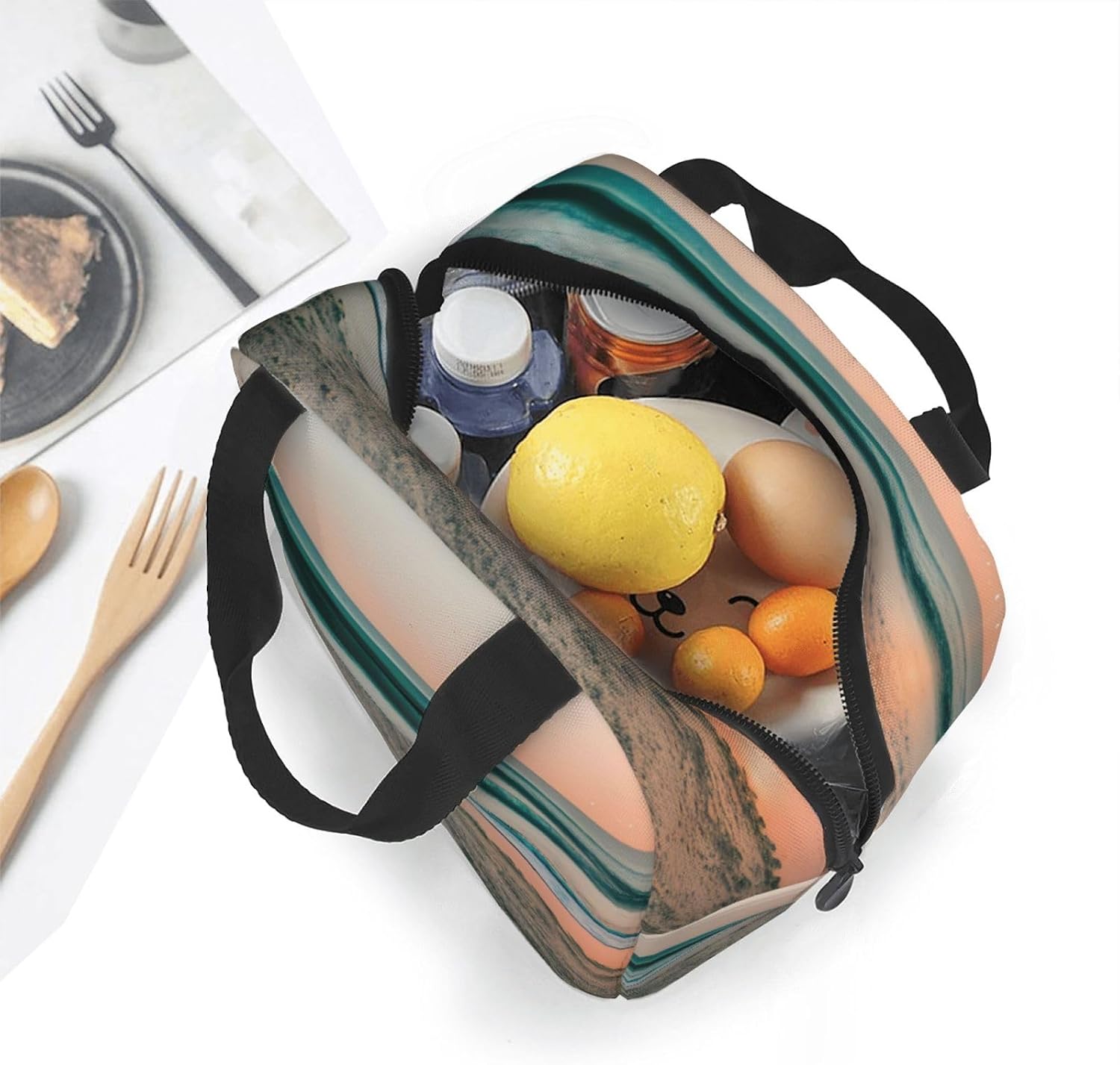 Beach Sunset Theme Print Lunch Box Adult for Women Men Reusable Insulated Lunch Tote Bag for Work Picnic image 5
