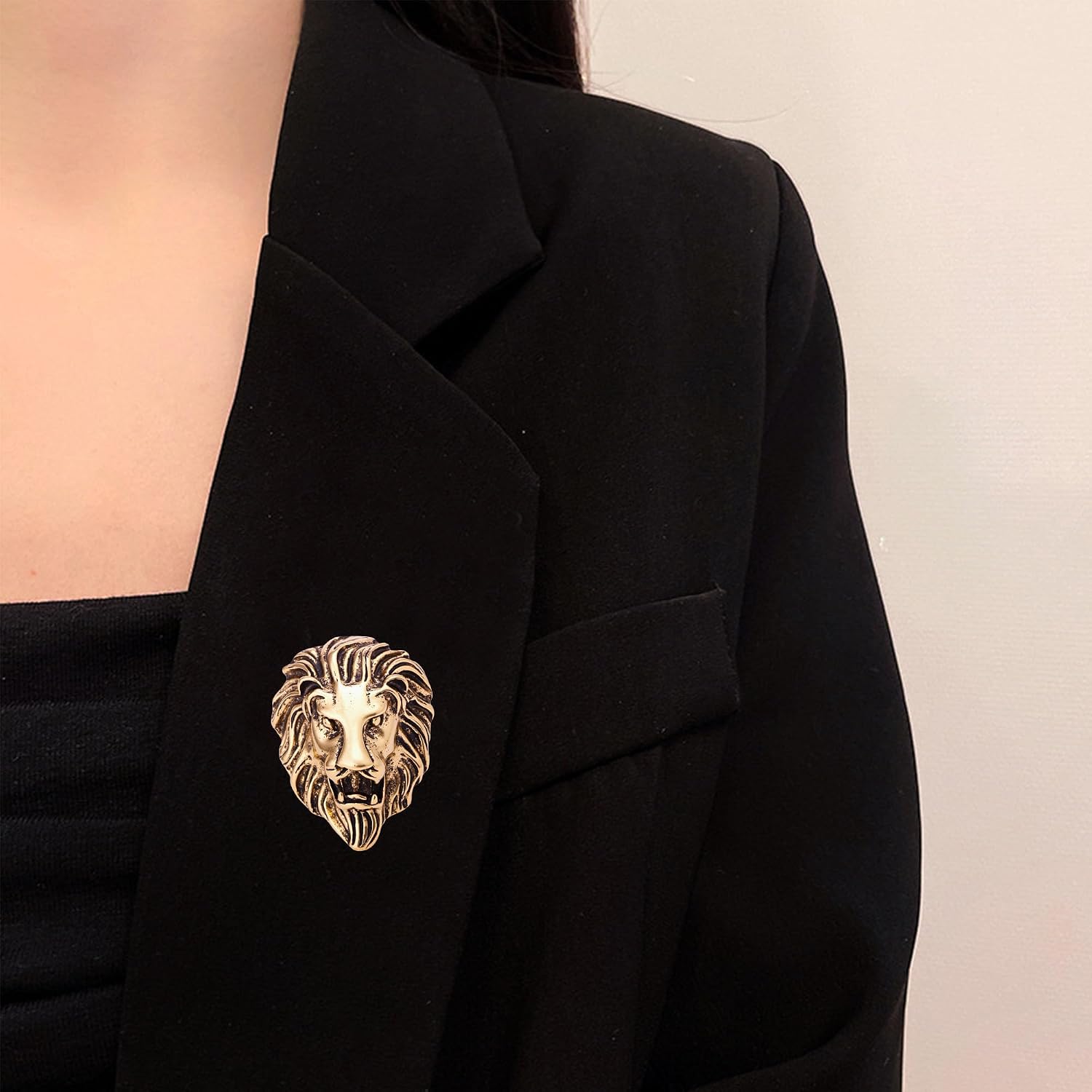 Vintage African Lion Head Brooch for Women Unique Tribal Animal Pin Party Jewelry for Blazer, Coat, Scarf