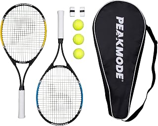 Tennis Racket Set with 2 Tennis Rackets, 3 Tennis Balls, 2 Overgrip Tapes and a Tennis Racket Carry Bag