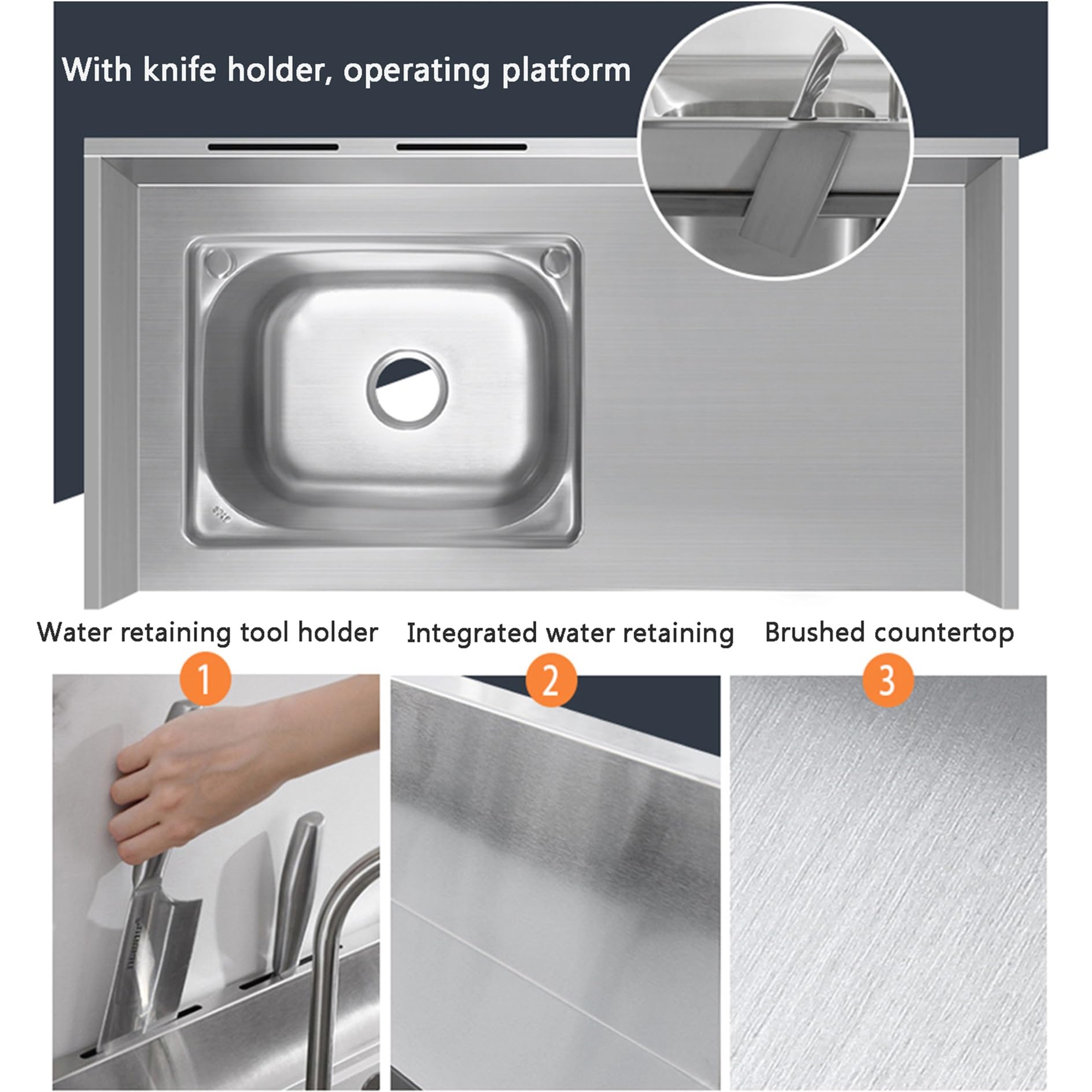 Edelstahl Spültisch Gastro 1 Becken Outdoor Spüle Küche Mobiles Waschbecken mit Armatur Freistehende Spülbecken Kitchen Sink Arbeitsplatte Ausgussbecken für Außen Werkstatt Pantryküche Camping Garten(