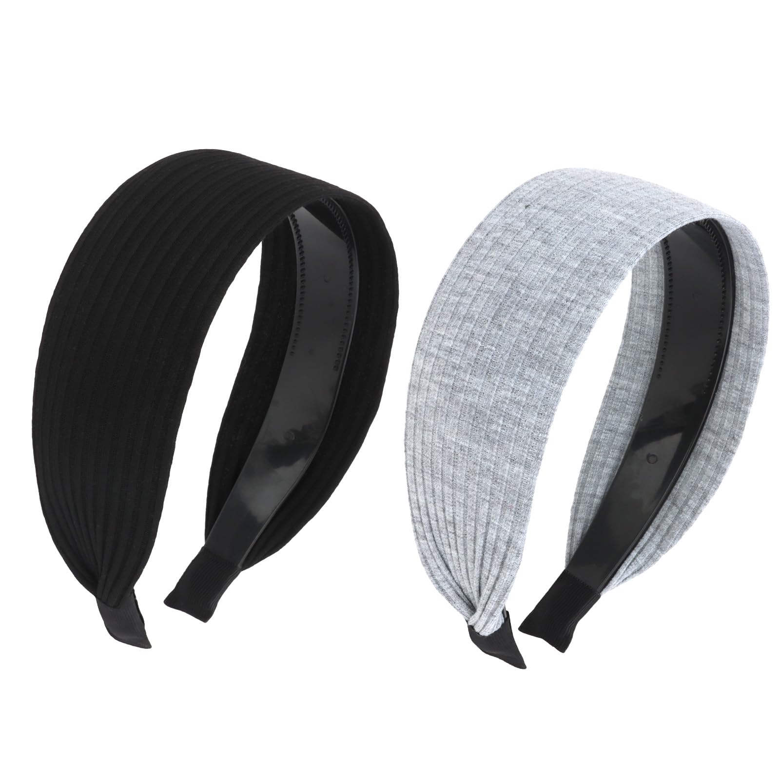 Pruadeor 2 Stück Stylische Stirnbänder haarreifen breit Haar Accessoire für Damen Weites Haarband Set aus Stoff mit Rutschfestem Halt