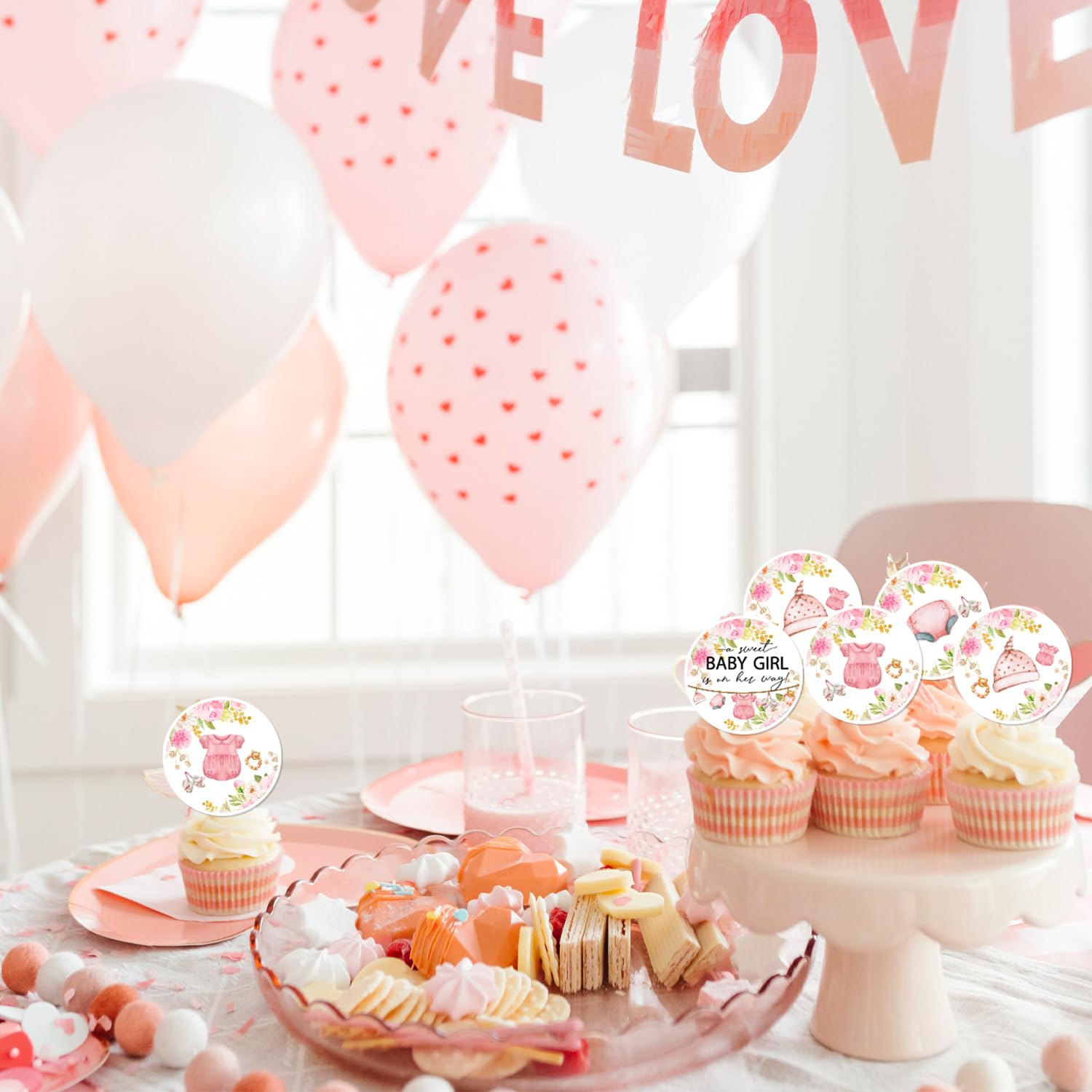 Set di 12 decorazioni per torte da ragazza, decorazione per la cucina, decorazione per torta di compleanno, decorazione rosa