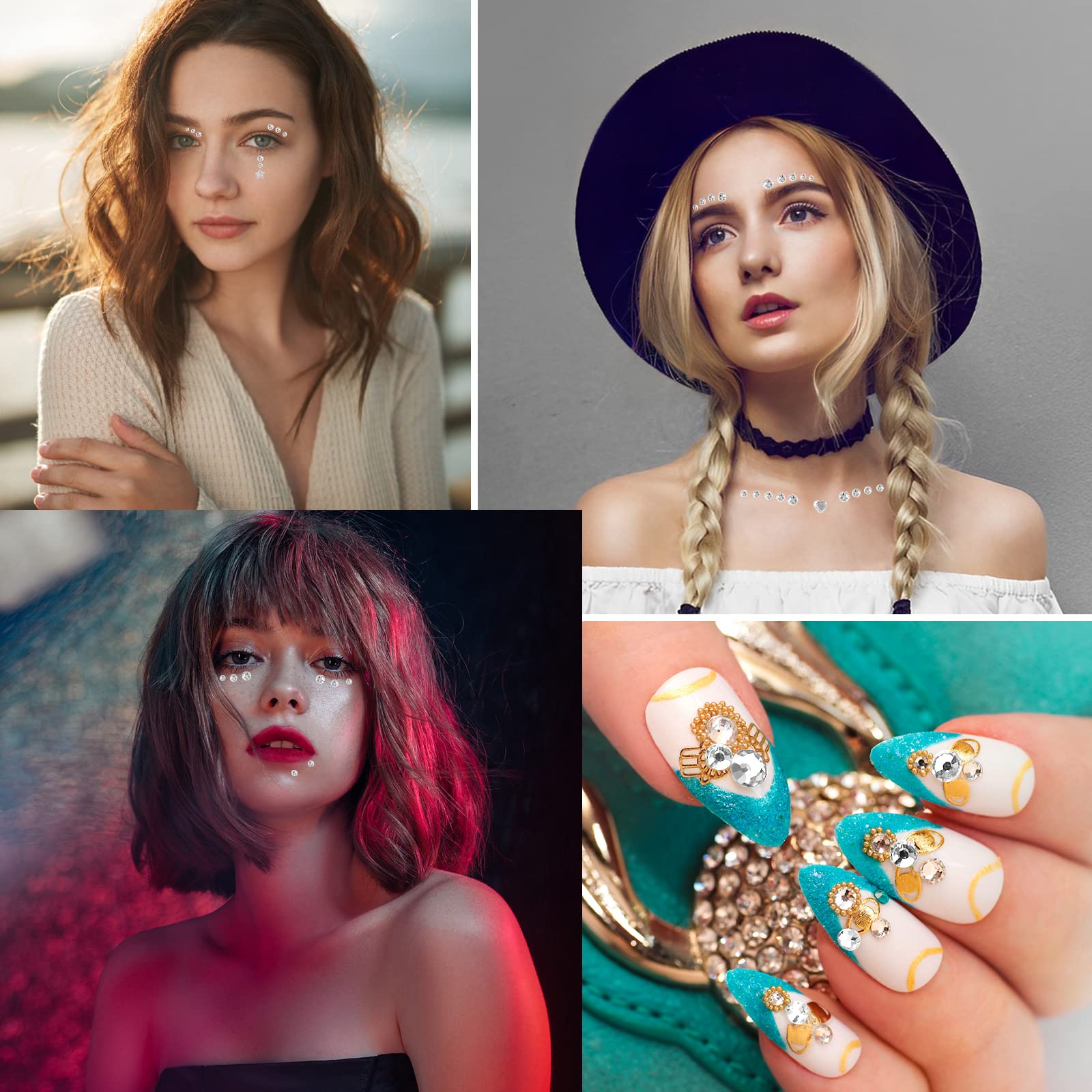 3609 Brillantini Adesivi - 11 Fogli Con Stelle, Cuori, Fiori, Per Nail Art, Decorazioni Fai Da Te - Foto 8