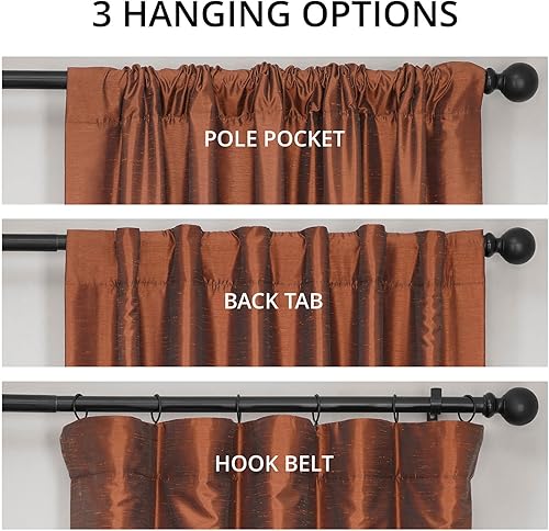 Miniatura 5 de HPD Half Price Drapes Room Darkening Curtains for Bedroom Vintage Textured Faux Dupioni Silk Curtains for Living Room (1 Panel), 50 X 96, Copper