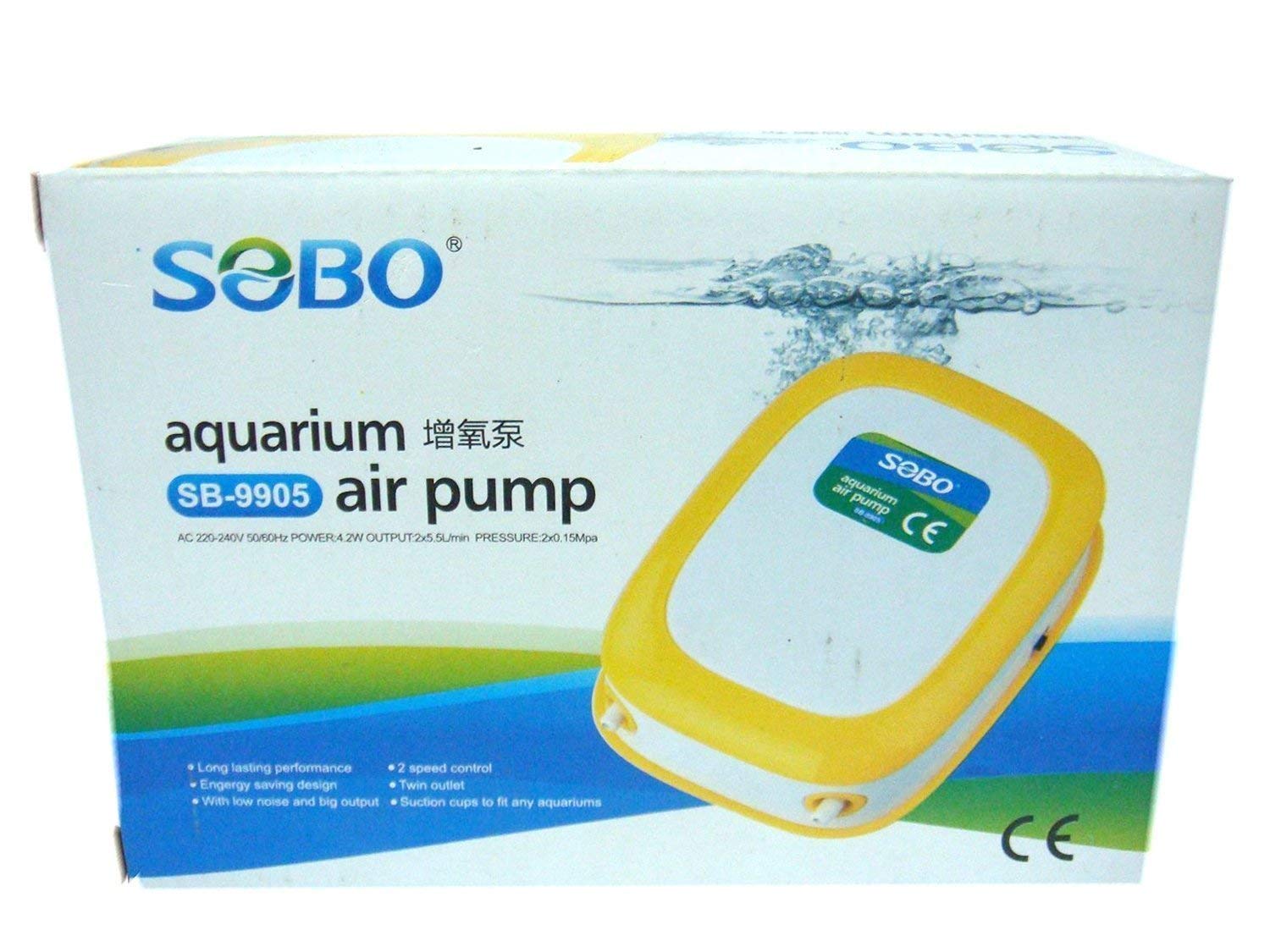 Sobo SB-9905 Aquarium air Pump { Double Way } AC: 220-240V, Power: 4.2W, Max Output: 2 x 5.5L/Min, Pressure: 2 x 0.15Mpa. - Central Fish Aquarium (B08DV8JLT3) Amazon Price History, Amazon Price Tracker