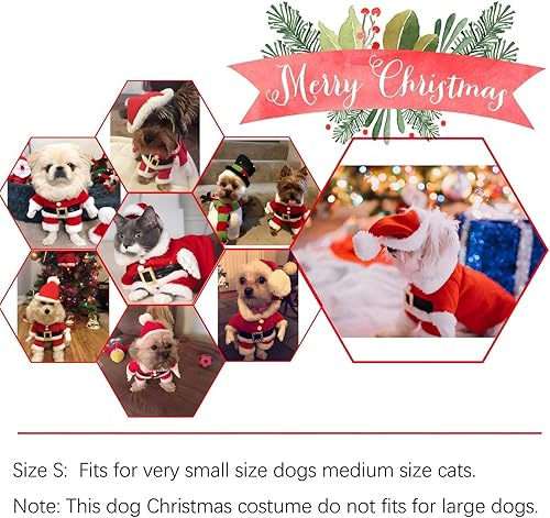 Miniatura 31 de NACOCO - Disfraz de Navidad para mascotas, traje de Papá Noel con gorro para perro, sudaderas con capucha, disfraz para gato de Navidad (Rojo, M)
