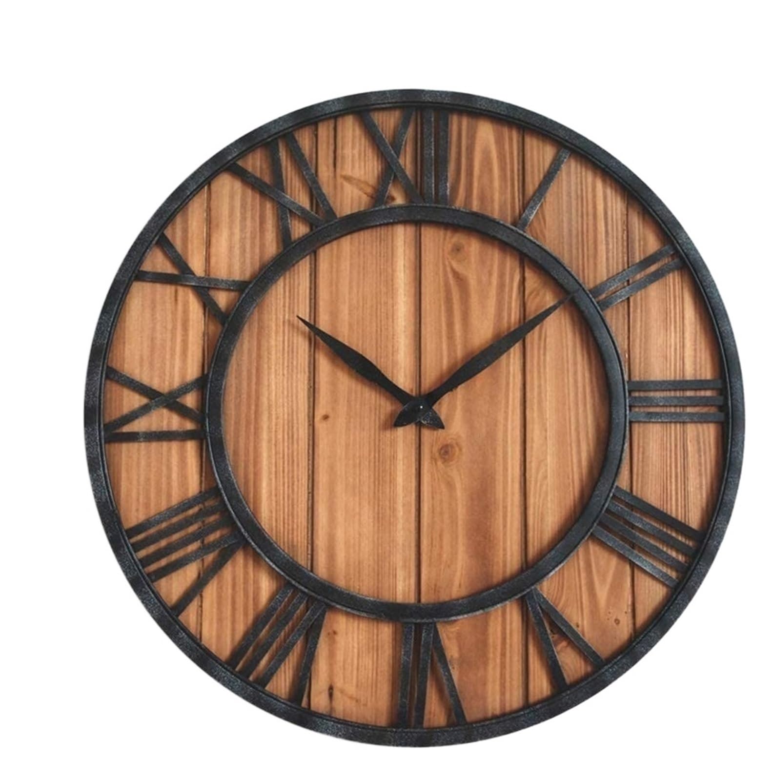Zegar ścienny retro kreatywne zegary do nauki i żelazne rzemiosło dekoracja z litego drewna 45 cm kwarcowy