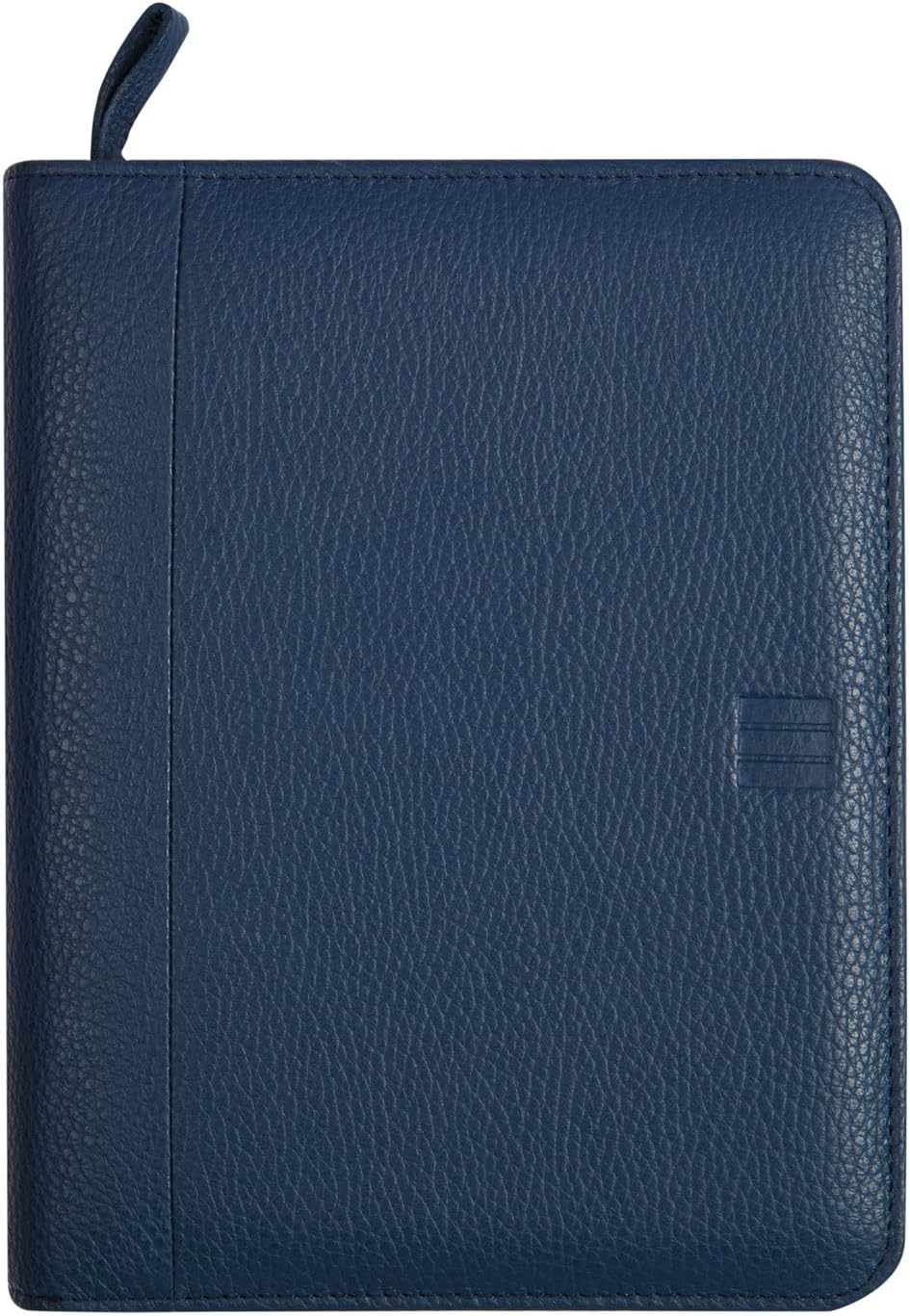 Finocam Andrea Open Leather Zip Diary 2026 Week to View Vertical, January 2026 - December 2026, 12 Months, Blue, Spanish